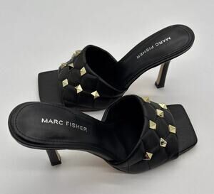 MARC FISHER Womens NEW Dacorin Gold Stud Embellished Slide Heels Sandals Size 9